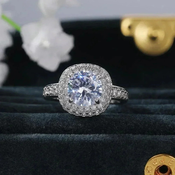 ▶Dainty Beautiful Classic Silver Plated Wedding/Engagement Ring for Women, L014 - Picture 4 of 9